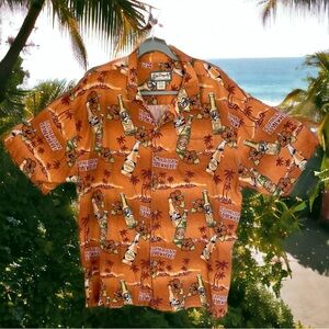 Big Dogs Resort Wear 100% Silk Button Up Shirt All Over Print Mens XL